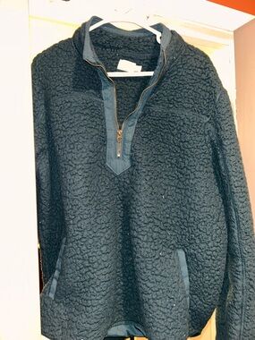 Time and Tru green Sherpa Half-Zip Pullover